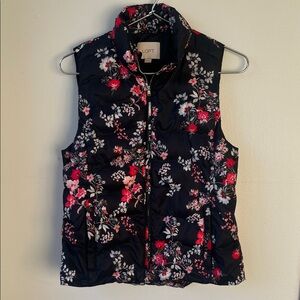LOFT Black Floral Patterned Vest